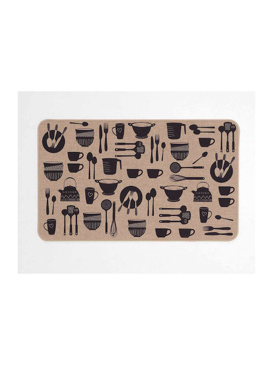 L-c Kitchen Ορθογώνιο Χαλάκι Κουζίνας με Αντιολισθητικό Υπόστρωμα Μπεζ 45x75εκ.