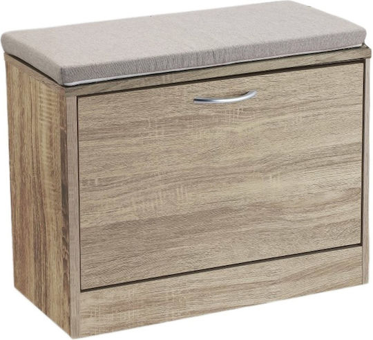 Holz Schuhschrank mit 2 Regalen Beige L60xW30xH48cm