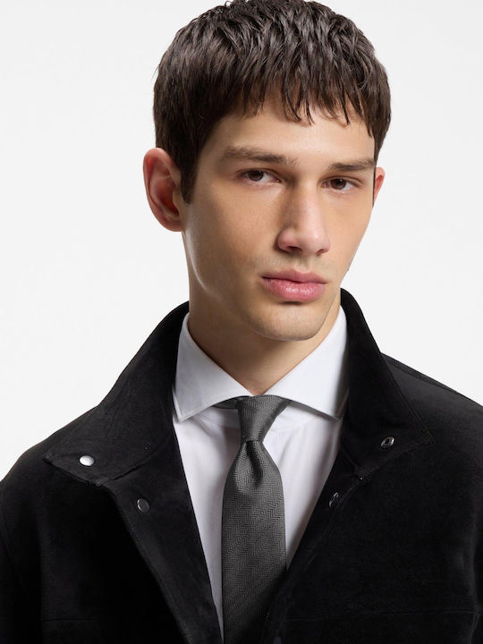 Hugo Men's Silk Printed Tie In Black Color