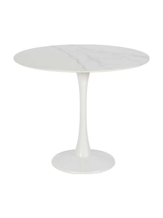 Masă Pentru Spații Exterioare Mici Cu Ramă Metalică Ice Alb 90x90x75cm