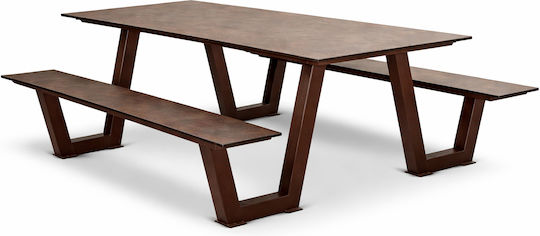 Метално Маса Пикник Стабилна Кафяв 200x180x75бр