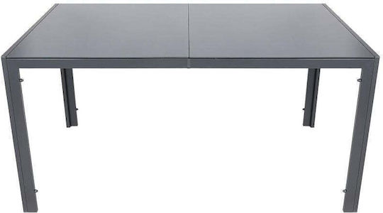 Маса Стабилна Метален със Стъклена Повърхност Тъмно сиво 150x90x73бр