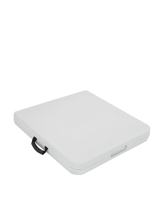 Outdoor Dinner Foldable Table with Polypropylene Surface and Metal Frame White 122x61x74cm MB