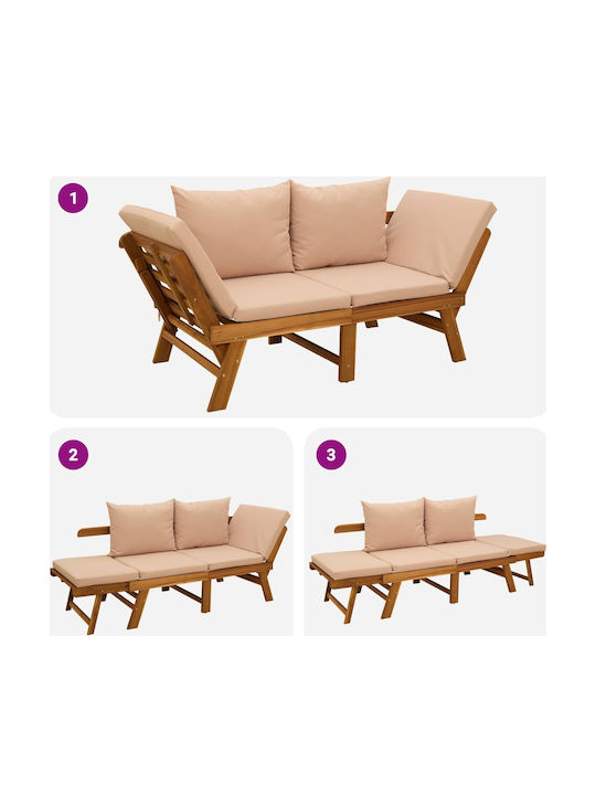 Bancă De Exterior Din Lemn Cu Perne 162x72x65cm