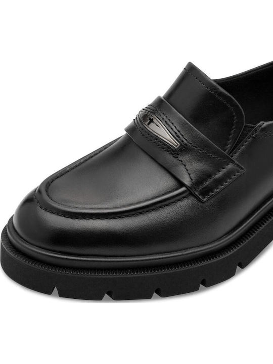 Loafers Dama Din Piele În Culoare Neagră