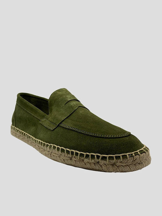 Leather Men's Moccasins In Green Colour Mocasin Serraje Hombre