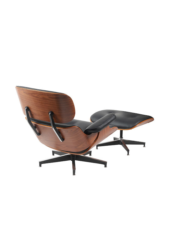 Relax Armchair with Footstool Black/Brown 82x92x78cm