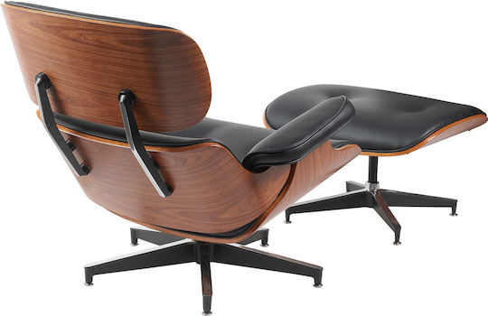 Relax Armchair with Footstool Black/Brown 82x92x78cm