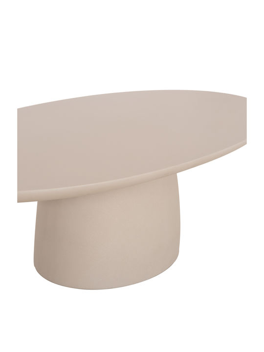 Oval Zentral Kaffeetisch Fiber Beige M130xL70xH40cm