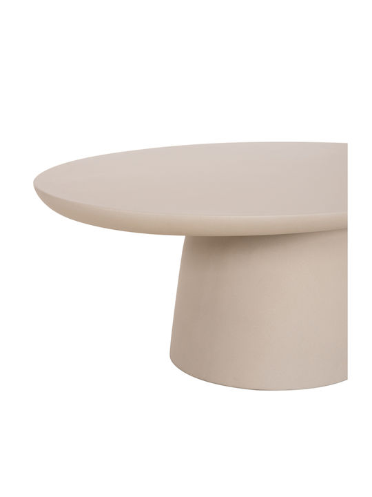 Oval Zentral Kaffeetisch Fiber Beige M130xL70xH40cm