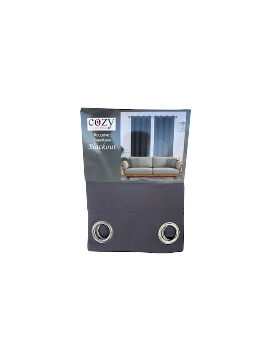 Chios Hellas Blackout Window Curtain with Dark Gray Grommets 140x160cm