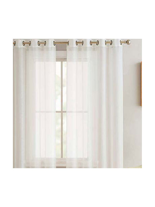 Palamaiki Κουρτίνα με Τρουκς Bele Λευκή 140x260εκ.