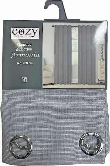 Chios Hellas Vorhang mit Grommets Grau 260x140cm