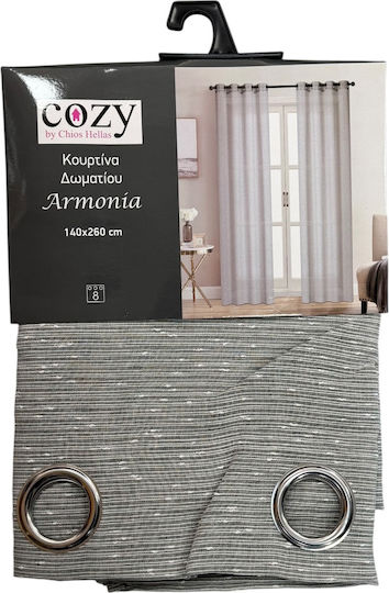 Chios Hellas Vorhang mit Grommets Grau 260x140cm