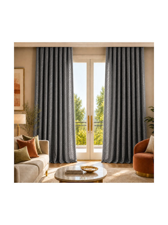My Home Luxury Curtain With Pencil Pleat Dark Gray 280x270cm