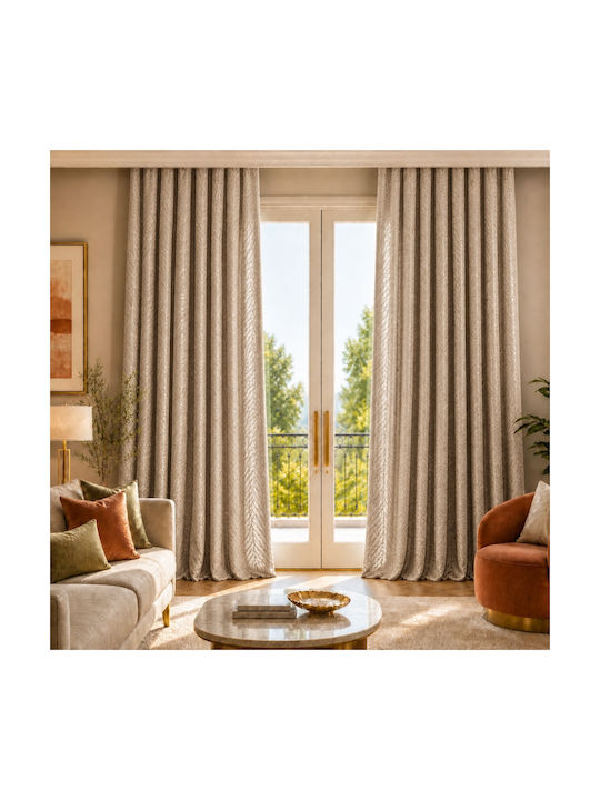 My Home Luxury Curtain With Pencil Pleat Beige 280x270cm