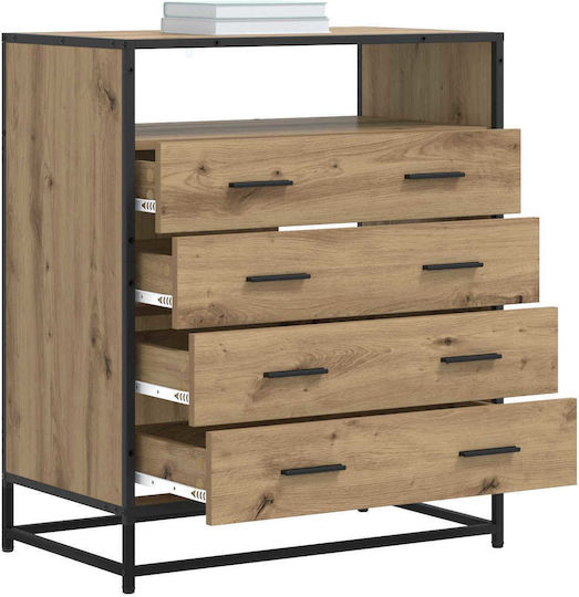 Kommode Schlafzimmer Holz mit 4 Schubladen Eiche 70x41x83,5cm