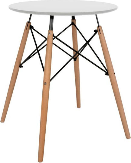 Pesto Round Table Kitchen Wooden with Metal Frame White 60x60x73cm
