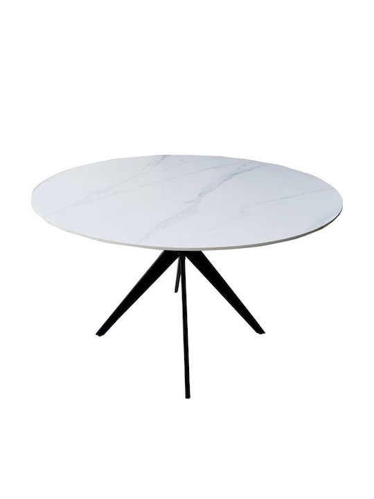 Rund Tisch Speisesaal Marble White Appearance 120x120x76cm