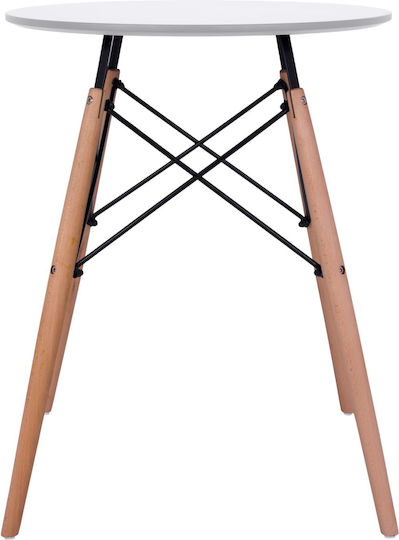 Pesto Round Table Kitchen Wooden with Metal Frame White 60x60x73cm