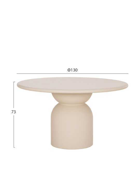 Kazvin Masă Rotundă de Dining din Beton Bej 130x130x75cm
