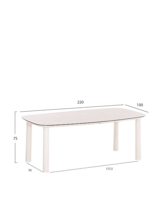 Правоъгълена Трапезария Трапезария Cream 220x100x75бр