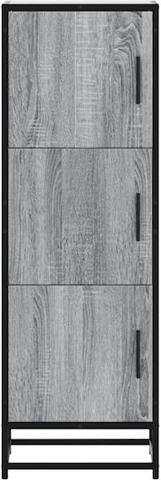 Highboard Wall Cabinet for Living Room made of Wood and Metal Grey 35.5x35x106.5cm