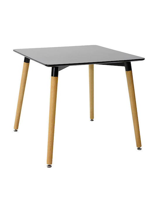 Natali Square Table Dining Room Wooden Black-natural 80x80x76cm