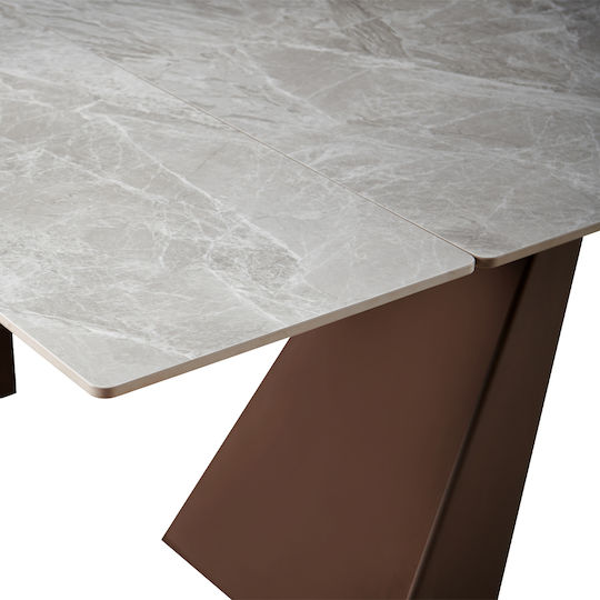 Bruno Tisch Speisesaal Ausziehbar mit Steinoberfläche Grey Latte 160(+160)x90x75cm
