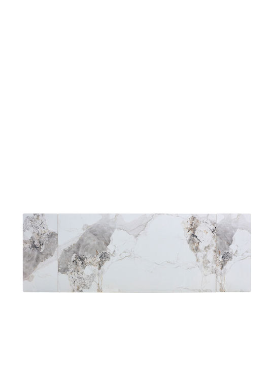 Marron Tisch Küche Ausziehbar mit Steinoberfläche White Marble Effect 180x90x75cm