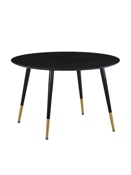 Dallas 104 Round Table Dining Room Wooden Black Velvet-Black Metal 75x75cm