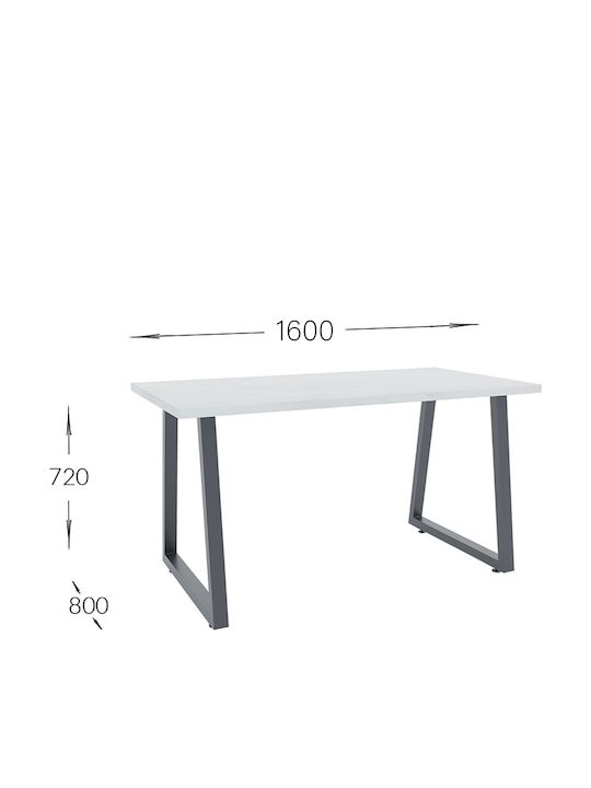 Atlanta Table Dining Room Wooden with Metal Frame Golden Oak 160x80x72cm