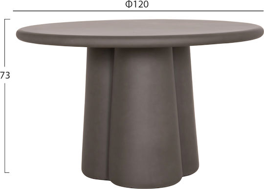 Nayu Masă Rotundă de Dining din Beton Gri 120x120x75cm