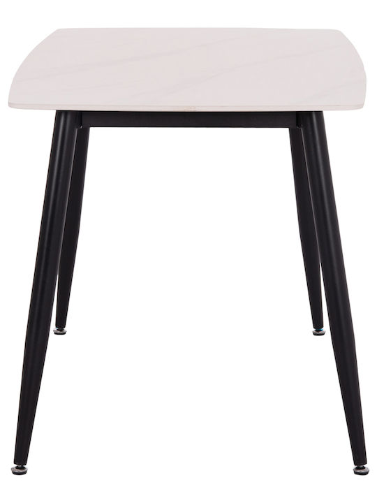 Raven Masă de Sufragerie cu Blat Ceramic Alb 120x70x73cm