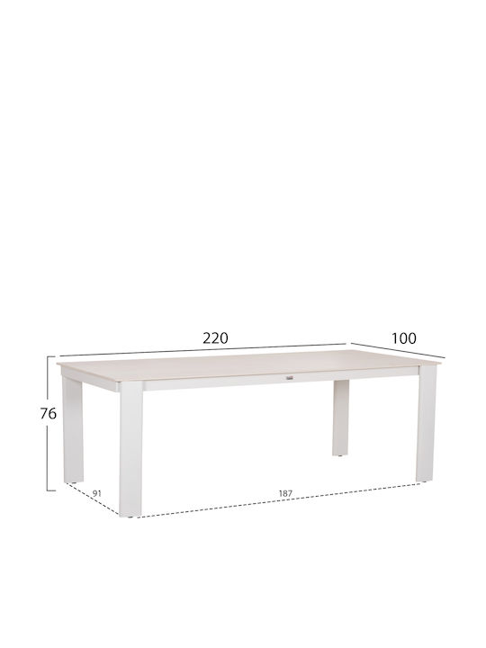 Punder Маса За Трапезария С Каменна Повърхност Крем 220x100x75см