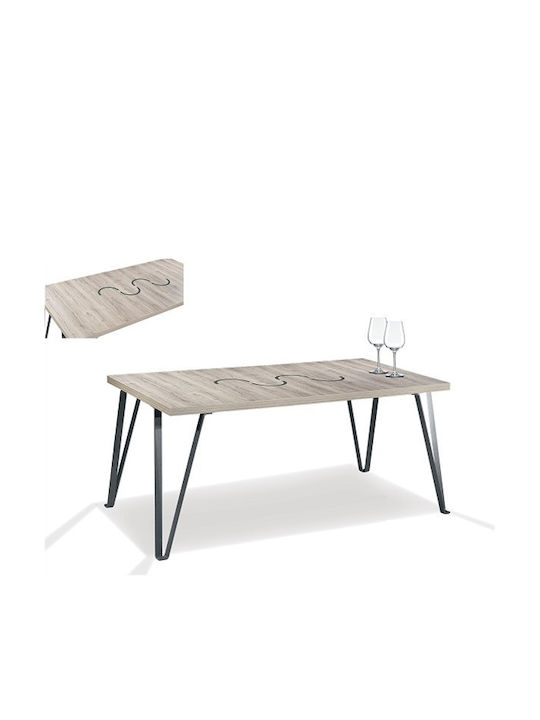 Tisch Speisesaal Holz mit Metallgestell Aschgrau 160x90cm