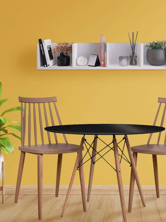 Fiorino Round Τραπέζι Τραπεζαρίας Ξύλινο 80x80x74εκ.