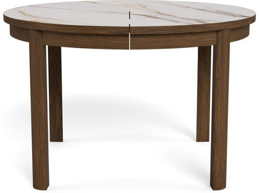 Melfero 101 Round Table Dining Room with Marble Surface White Marble, Dark Oak 75x75cm