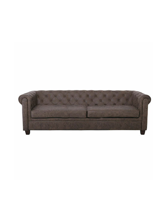 Chesterfield-W Триместен Диван Текстил Антично кафяво 219x82x73см.