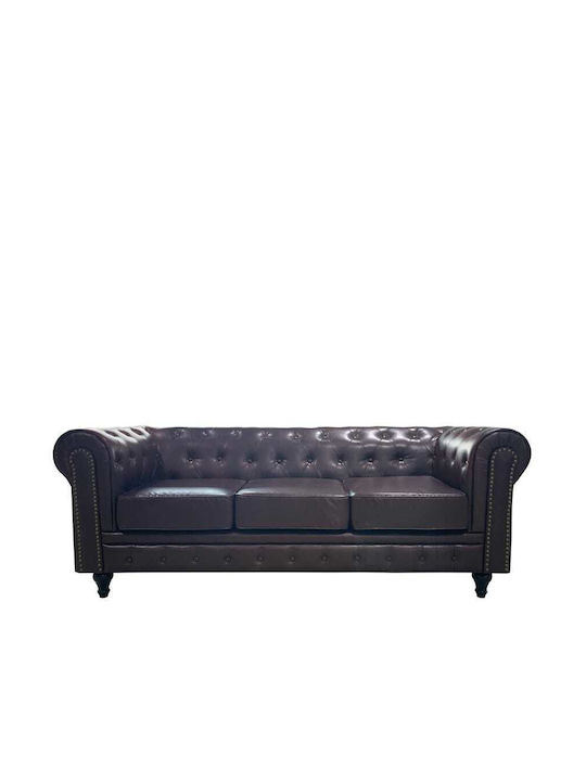 Avery Dreisitzer Sofa Künstliches Leder Dark Brown 208x90x73cm