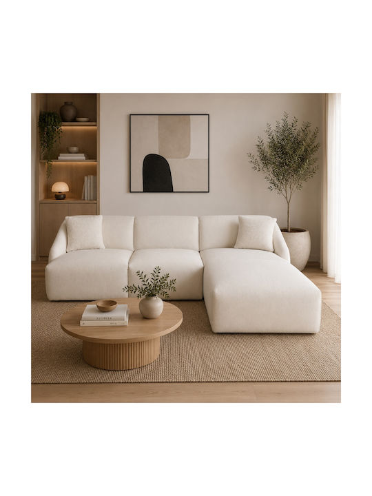 Novar Corner Couch with Right Corner Beige 255x157x77 cm