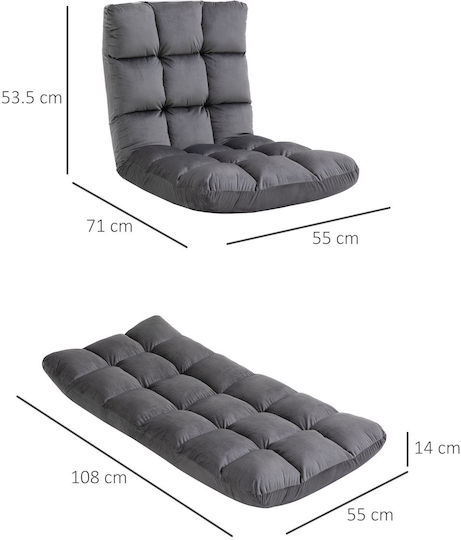 Bean Bag Chair Poof Gray 55x71x53.5cm