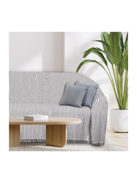 Das Home 0253 Zweisitzer-Sofa Überwurf Jacquard 180x250cm Ecru