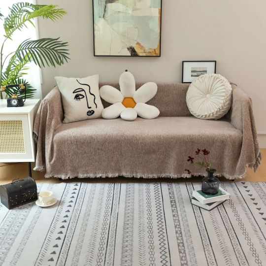 My Home Luxury Ριχτάρι Διθέσιου Καναπέ Ζακάρ 180x240εκ. Καφέ