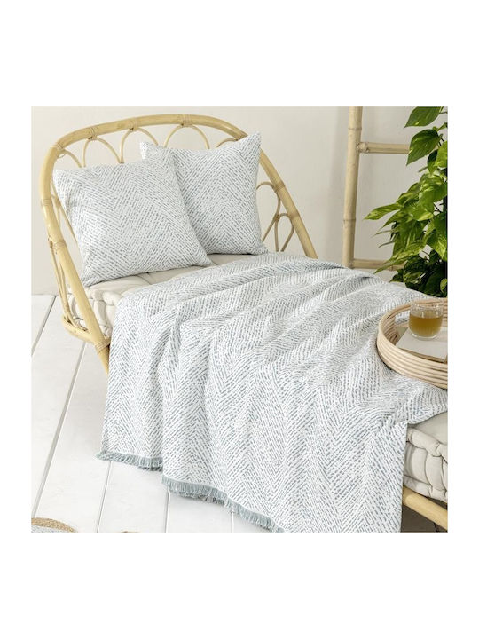 Nima Aria Armchair Throw Chenille 180x180cm White Petrol