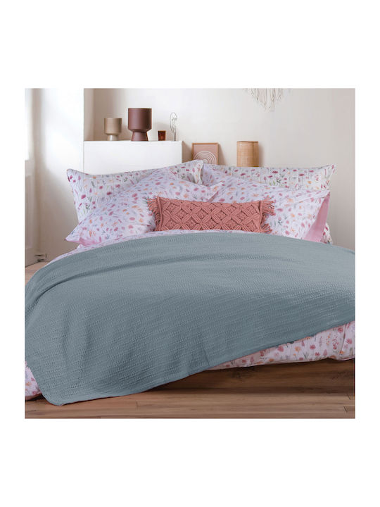 Nef-Nef Homeware Cool Pique Single Blanket 160x240cm Dusty Blue