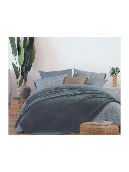 Nef-Nef Homeware Cosy Blanket Fleece Double 220x240cm Dusty Blue