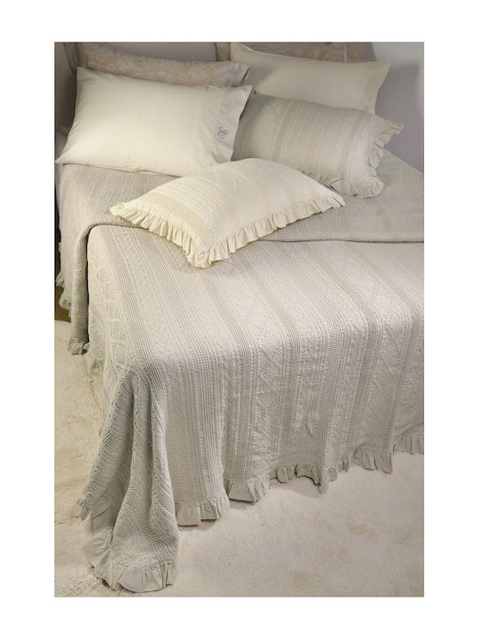 Down Town Home 454 Pique Blanket Double 230x260cm with Fringes White