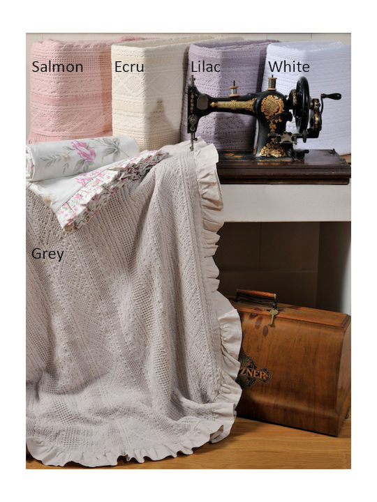 Down Town Home 454 Pique Blanket Double 230x260cm with Fringes White