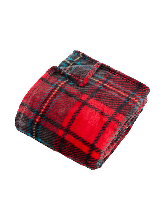 Atmosphera Κουβέρτα Fleece Καναπέ 130x170εκ. Κόκκινη